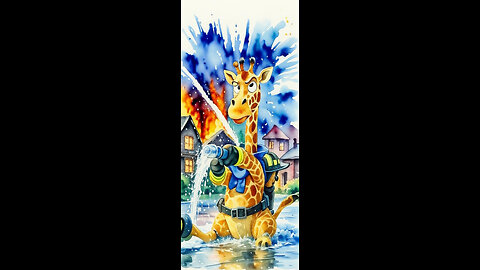 Title ("Giraffe Firefighter to the Rescue!"):