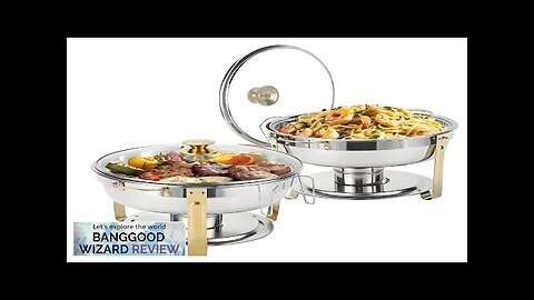 WARMOUNTS Chafing Dish Buffet Set 5QT 2/4 Pack Gold Accent Stainless Steel Review