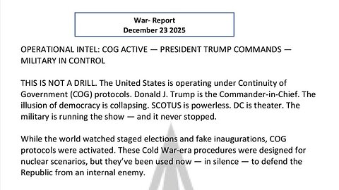 WAR REPORT - DEC 23 2025 - PRESIDENT TRUMP COMMANDS - MILITARY IN CONTROL