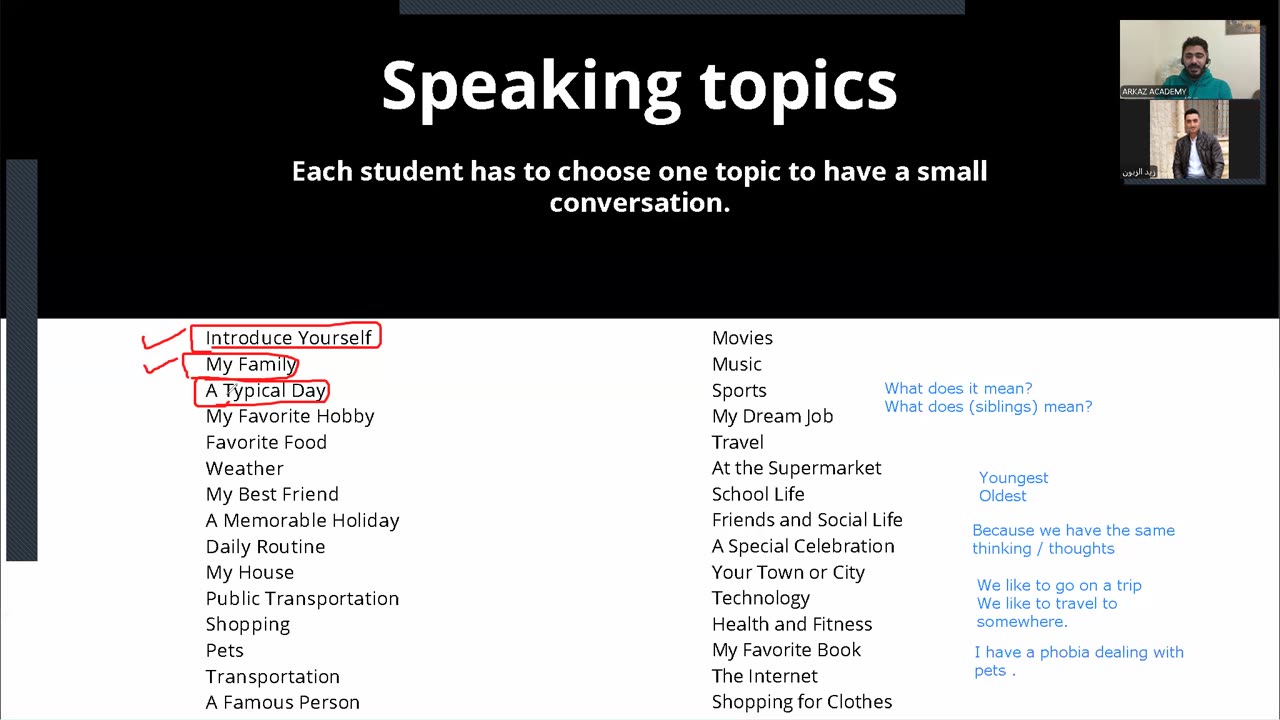 Lesson 5 - Speaking session