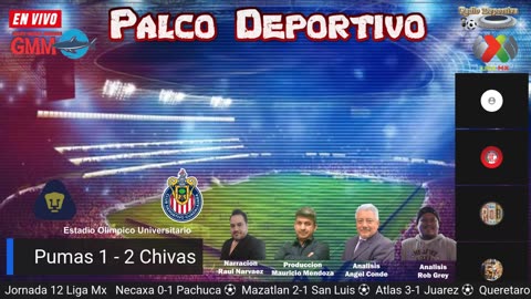Pumas vs Chivas En Vivo | Jornada 12 | Liga BBVA MX | Apertura 2025 | Palco Deportivo 001