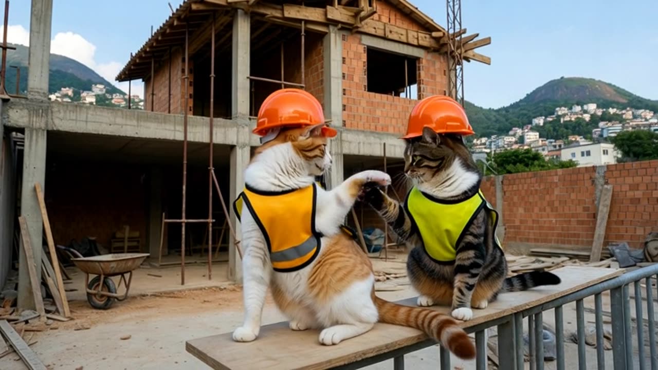 Funny Cats at Work 😂🐱 | This Went Totally Wrong!” “Cats Trying to Work on a Construction