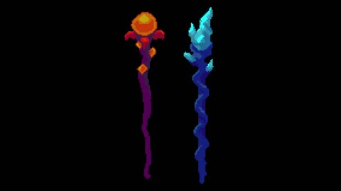 Simple pixel art elemental staves!