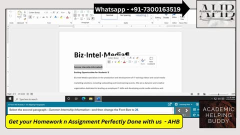 Word 1B Simulation Training | Biz Intel Media | Pearson MyLab IT