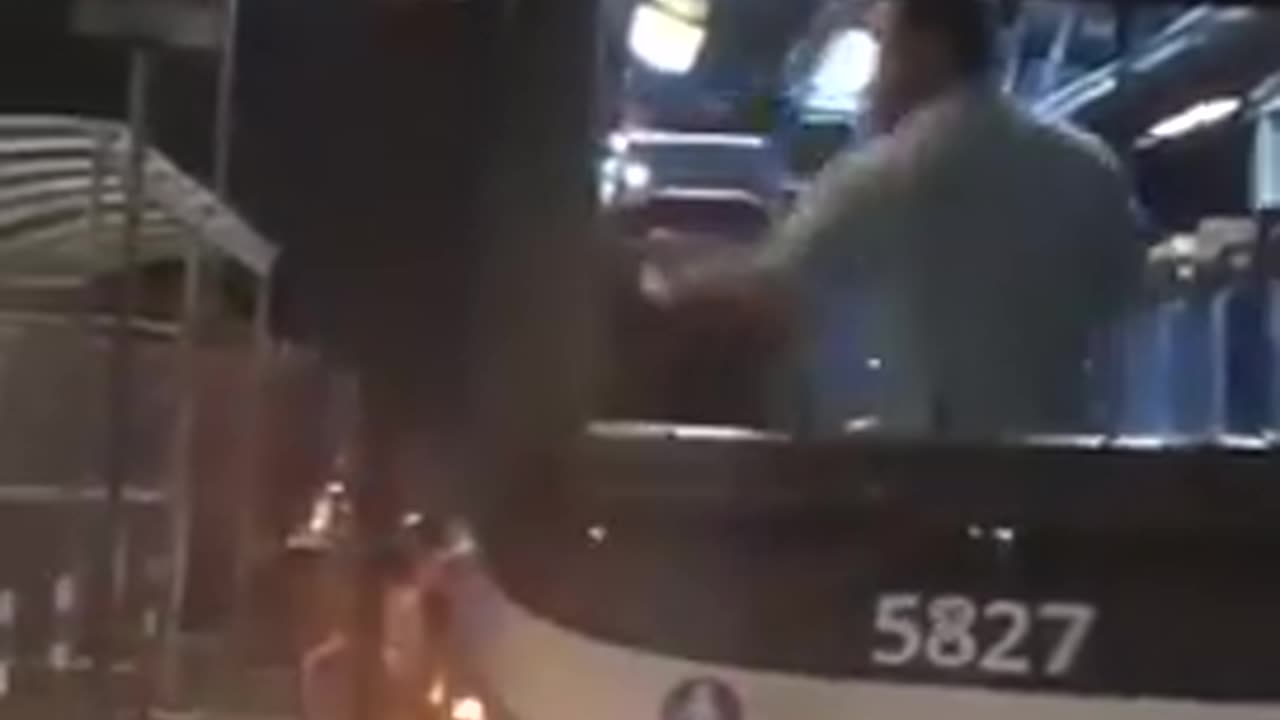 Invader urinating on a bus in Italy is taught a valuable lesson by the driver