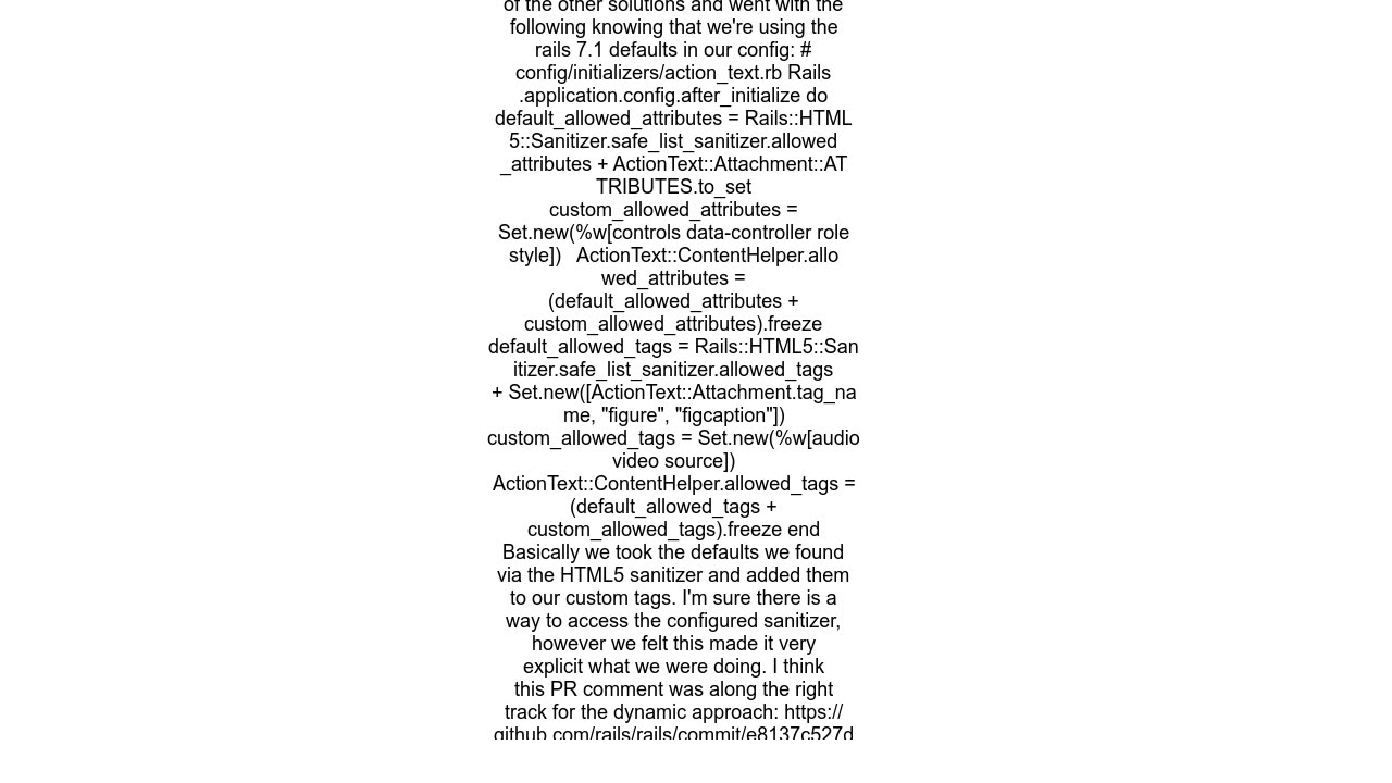 Allow ActionText tags in Rails 7.1 with new sanitizers