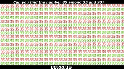 85 number puzzle: Can you find the number 85 among 35 and 93?