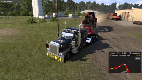 American Truck Simulator HEAVY Log Stacker pickup & Stuck