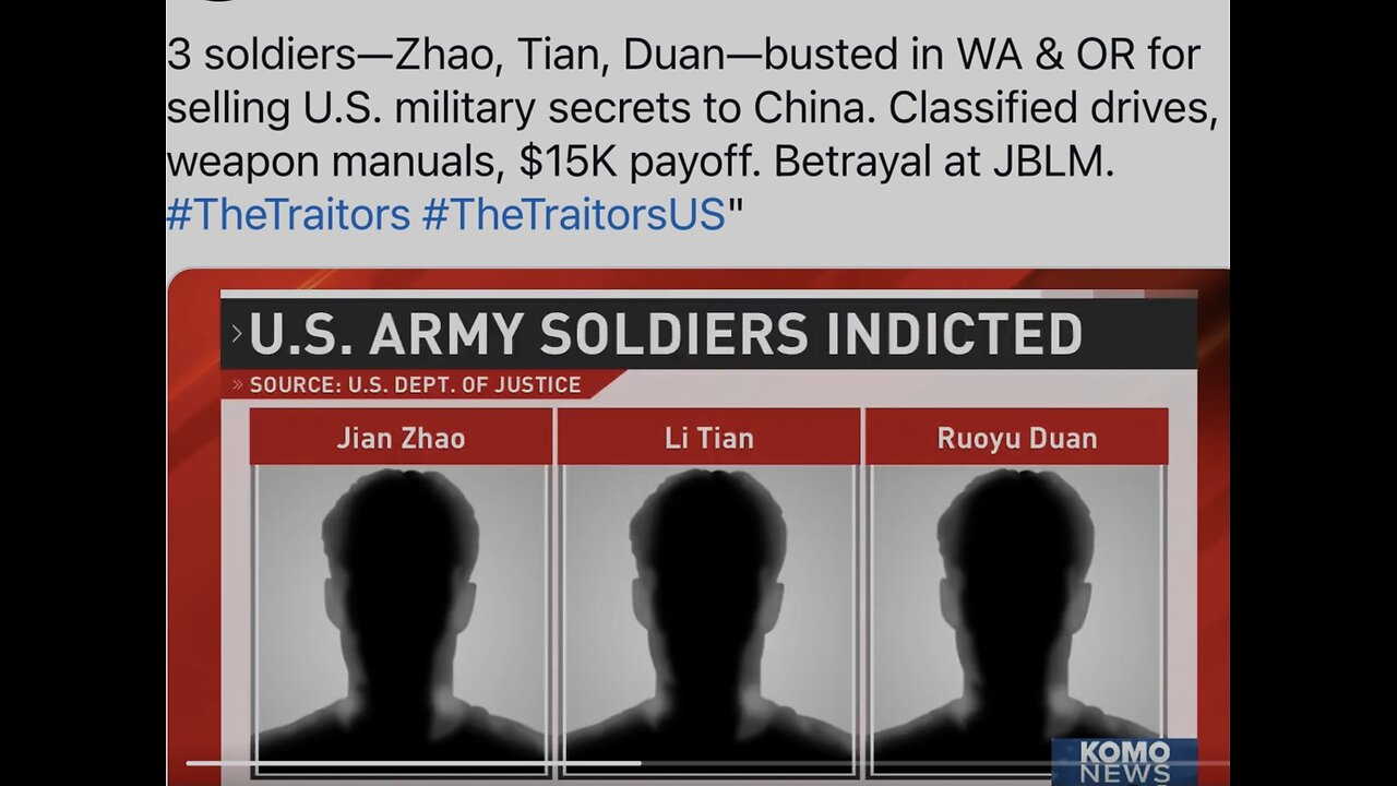 3 soldiers busted in WA & OR for selling U.S. military secrets to China