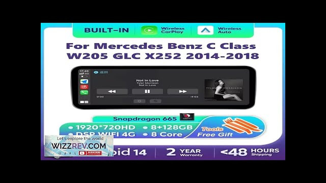 Android 14 CarPlay For Mercedes Benz C Class W205 GLC X253 2014-2018 Review