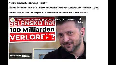 Wo ist das Geld abgeblieben Selenskyj ?