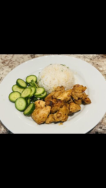 Orange Chicken, rice With Japanese Cucumber Salad
