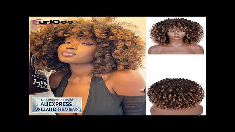 Short Afro Kinky Curly Wigs With Bangs For Black Women Synthetic Ombre Review