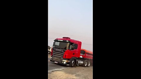 The red truck that caught everyone's attention on the road