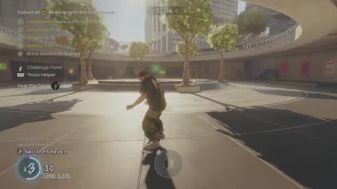 Clean tricks (5) + 180 spins (3) +held flip tricks + 4000 points in one attempt