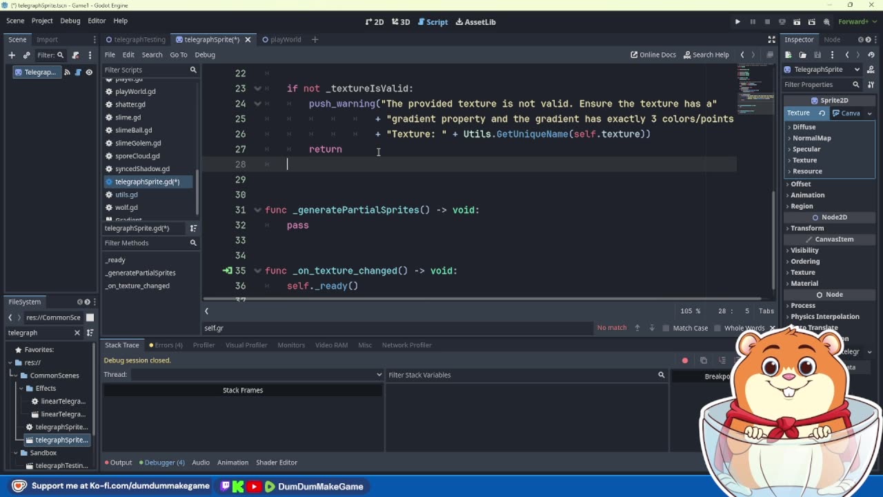 Dev Stream: Finishing Telegraph Shader & Starting Scene Implementation!