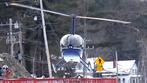 Helicopter landing on ice