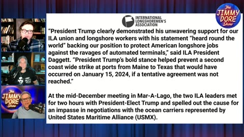 Longshoremen Assoc thankful to Trump for "greatest contract"▮The Jimmy Dore Show