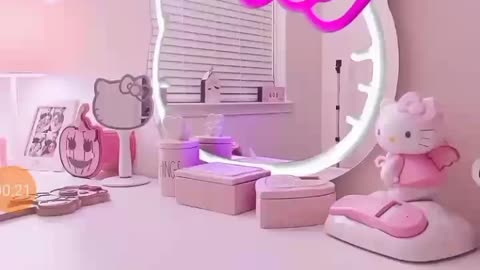 Hello Kitty Cute Bow Anime Style LED Mirror, Neon