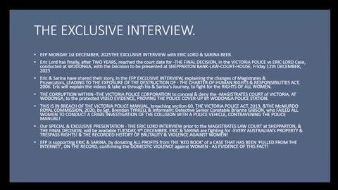 December 8: EFP Exposing the Corruption The Property