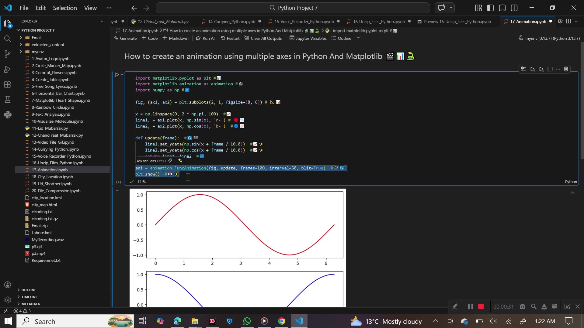 How to Create Animation in Python | Matplotlib Tutorial