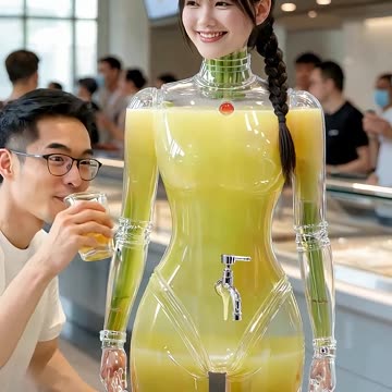Sweet Sugarcane Juice Dispenser Robot #futuristic #robot #technology #humanoid #sugarcane #café #AI