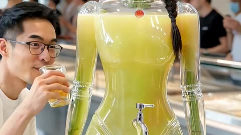 Sweet Sugarcane Juice Dispenser Robot #futuristic #robot #technology #humanoid #sugarcane #café #AI
