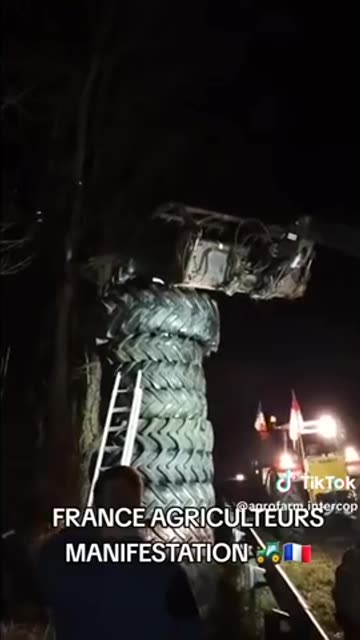 Footage of French farmers putting tyres to cover up speed cameras!