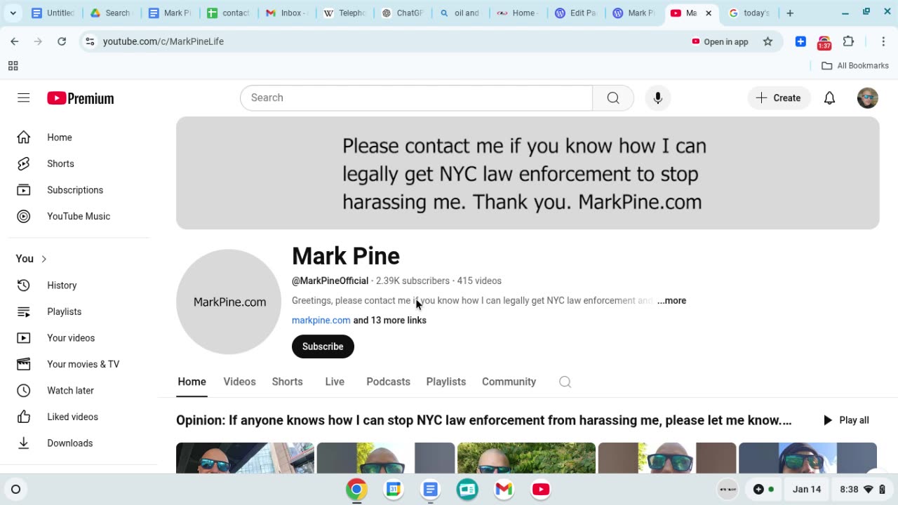 Mark Pine Google search on January 15, 2025.