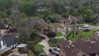 Aerial footage of the tornado damage in Longwood, Florida, north of Orlando.