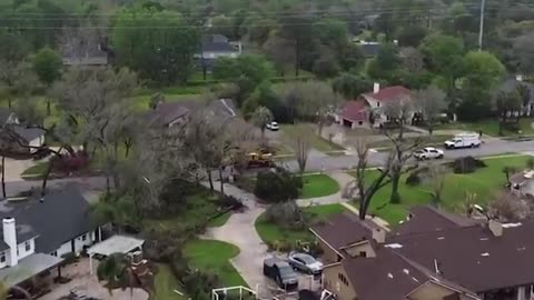 Aerial footage of the tornado damage in Longwood, Florida, north of Orlando.