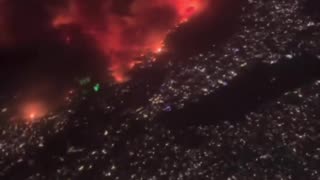 Aerial View above LA Fires