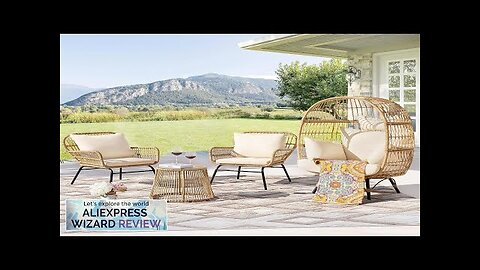 4 Piece Boho Patio Furniture Outdoor Bistro Chair Set with Large Egg Review