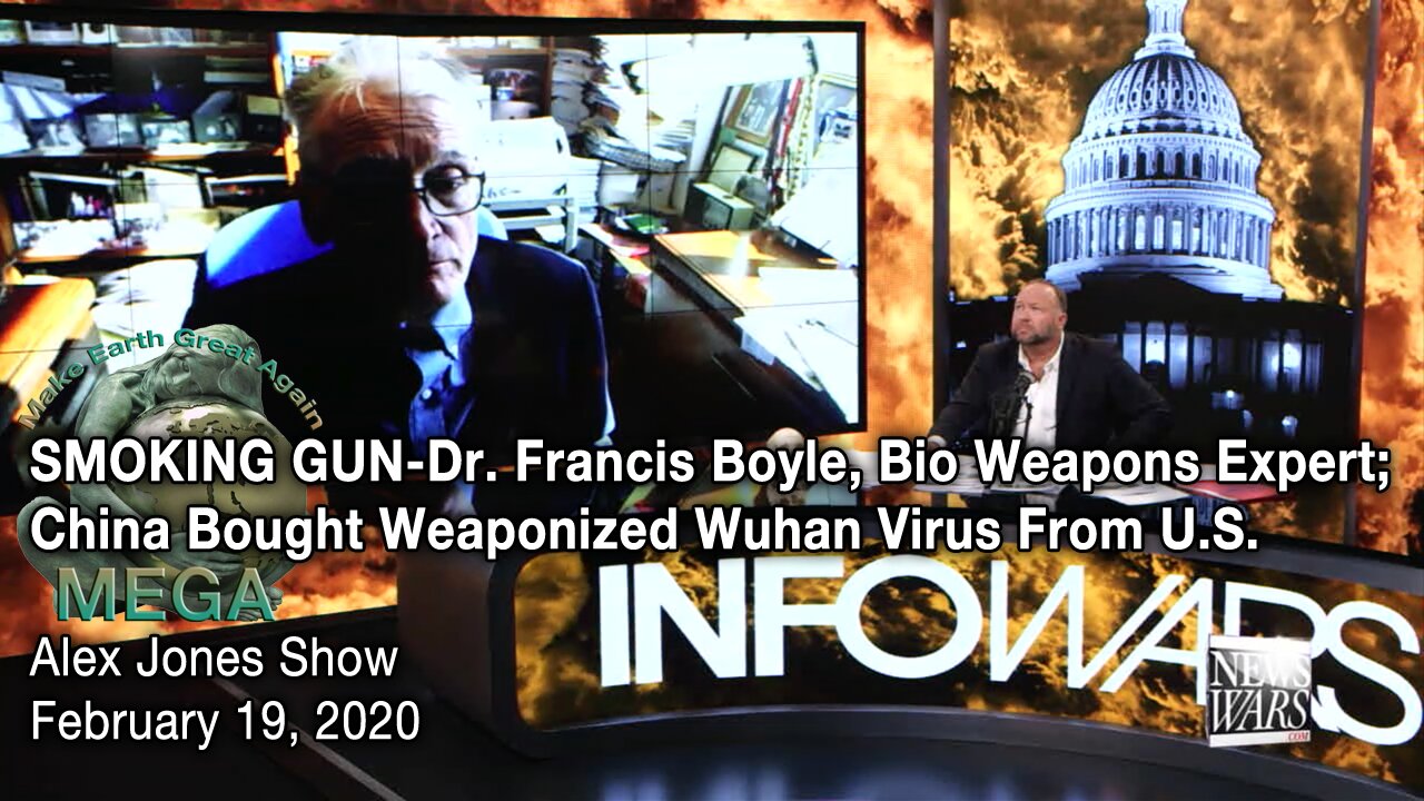 R.I.P. Truth Speaker Francis Boyle ๐๐ผ | NB: This broadcast was originally published in February 2020 | SMOKING GUN-Dr. Francis Boyle, Bio Weapons Expert; China Bought Weaponized Wuhan Virus From U.S. ยท February 19, 2020 The Alex Jones Show