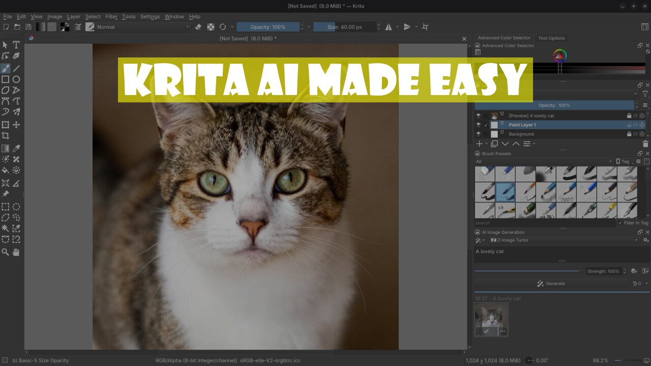 Generative AI for Krita Beginner Setup with ComfyUI