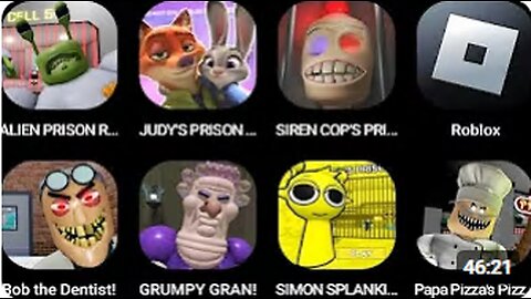 ALIEN PRISON RUN,JUDY'S PRISON RUN!,SIREN COP'S PRISON,Roblox,Bob the Dentist,GRUMPY GRAN!...