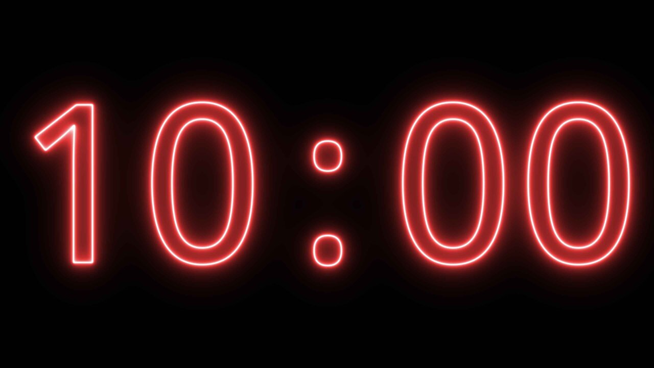 A simple red neon 10-minute countdown timer