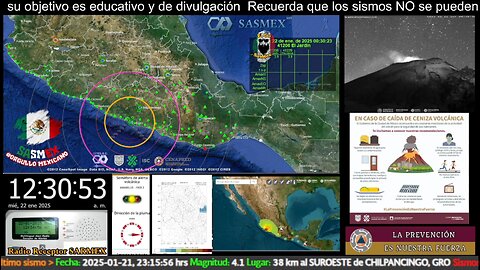 #SISMO Magnitud 4.2 Loc 14 km al NOROESTE de ACAPULCO, GRO 22/01/25 00:30:15 #noameritoalerta