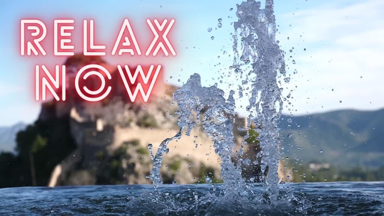 Relaxing Water Fountain Sounds with Sunrise