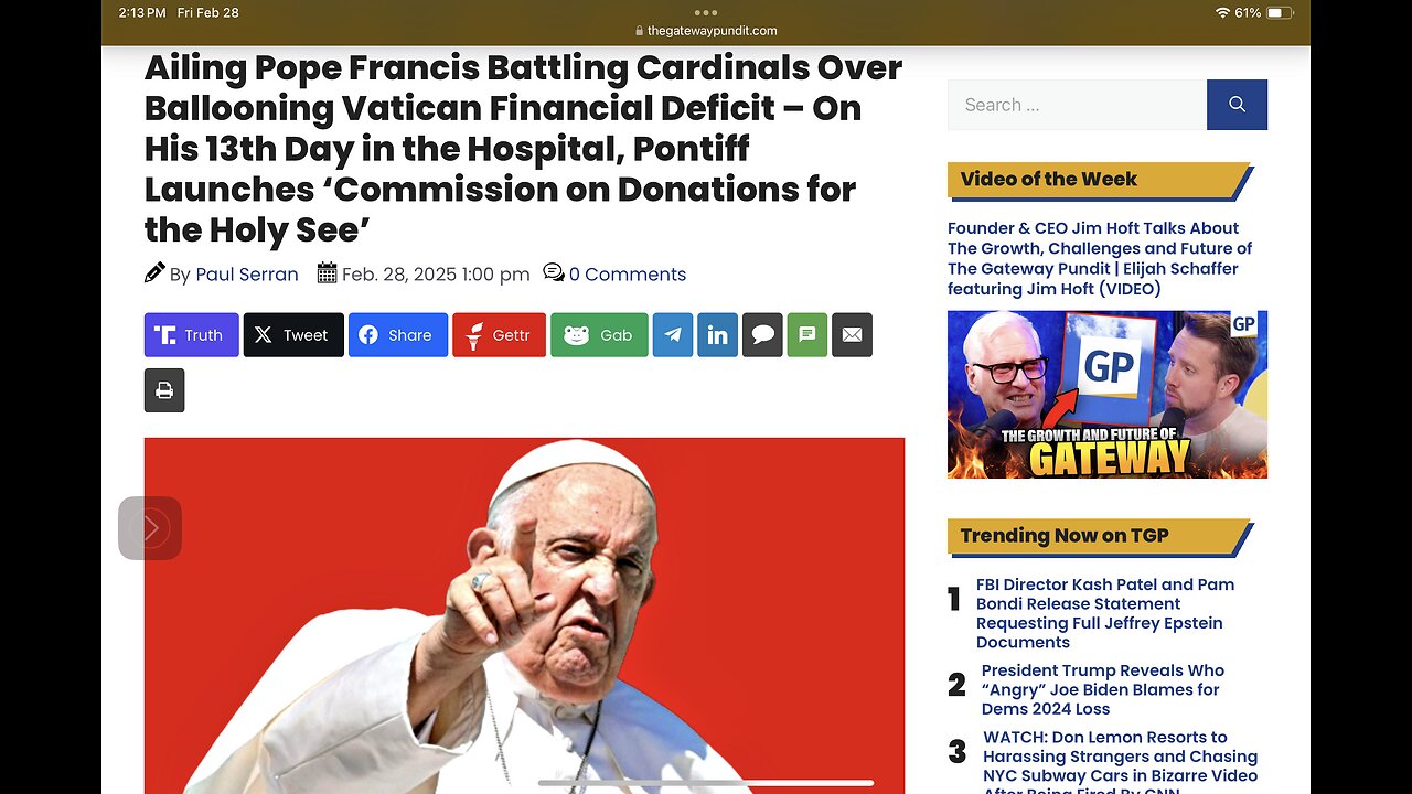 Ailing Pope Francis Battling Cardinals Over Ballooning Vatican Financial Deficit