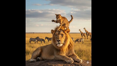 Cat doing wrong with lion