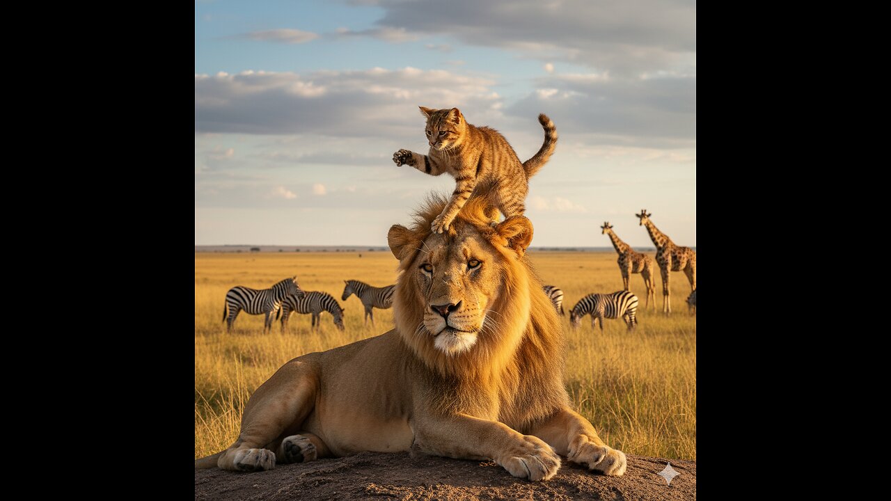 Cat doing wrong with lion