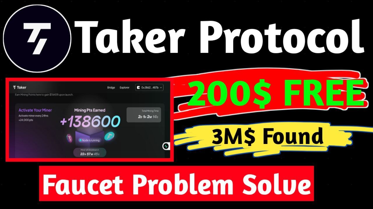 Taker Protocol Airdrop !! Taker Protocol Faucet Problem Solve !! Taker Protocol Mining Airdrop