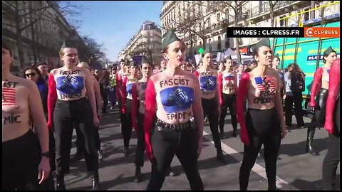 "Heil Donald Trump, heil Vladimir Putin, heil Elon Musk..." while doing Nazi salutes in Paris.