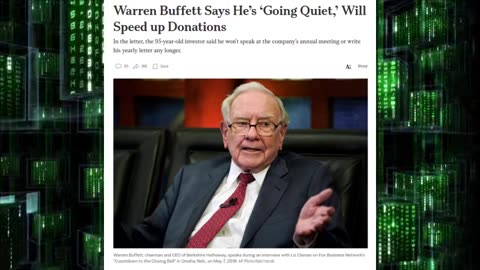 Warren Buffett Says He Going Quiet But Will speed Up Donations