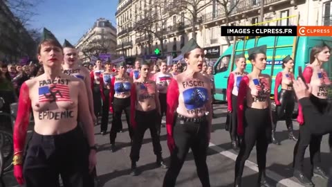 Topless Far Left Extremists attempt to mock Trump and Musk with Nazi salutes