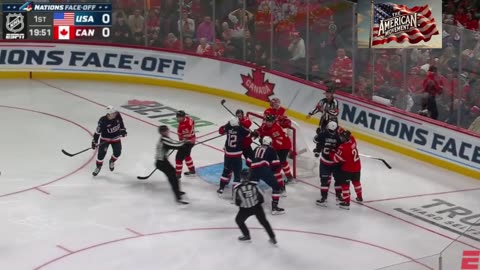 USA vs. Canada starts with 3 fights in 9 seconds and USA wins 3-1