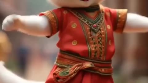 Aunty cat dances very well