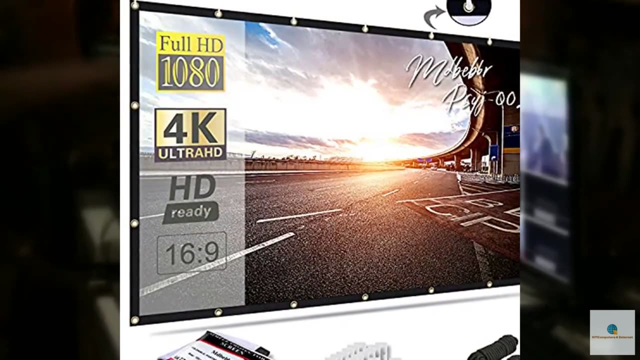 Mdbebbron 120 inch Projector Screen 16:9 Foldable Anti-Crease Portable Projector