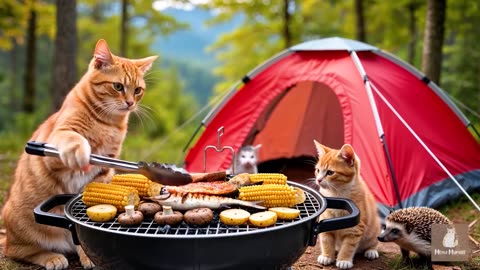 Mama Cat Trims Fur on the Farm and Makes Tiger Hat For Kittens At Home🐾🎩🐯
